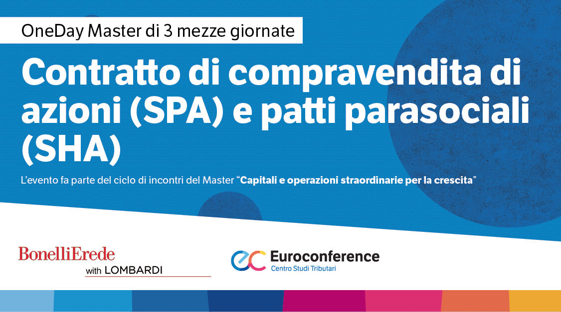 Immagine Contratto di compravendita di azioni (SPA) e patti parasociali (SHA) | Euroconference